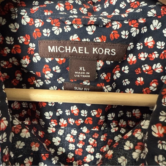 Michael Kors Men’s S/S Blue/white/orange Slim Fit Floral Button Up Size XL - Picture 5 of 10